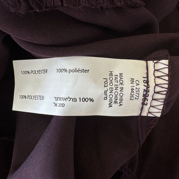 Black Tape SZ X A-Line Dress 3/4 Balloon Sleeves Ruffled Keyhole Neck Purple New - Picture 8 of 9